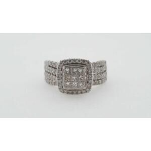 10k White Gold Estate Diamond Engagement Ring 2.10 TCW Vintage Style Estate Sale